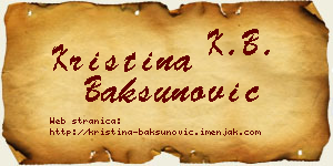 Kristina Bakšunović vizit kartica